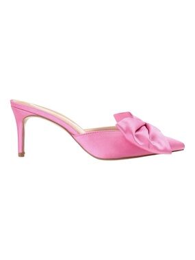 Journee Collection Pink Satin Tiarra Bow Mule Stiletto Heels Size 5.5